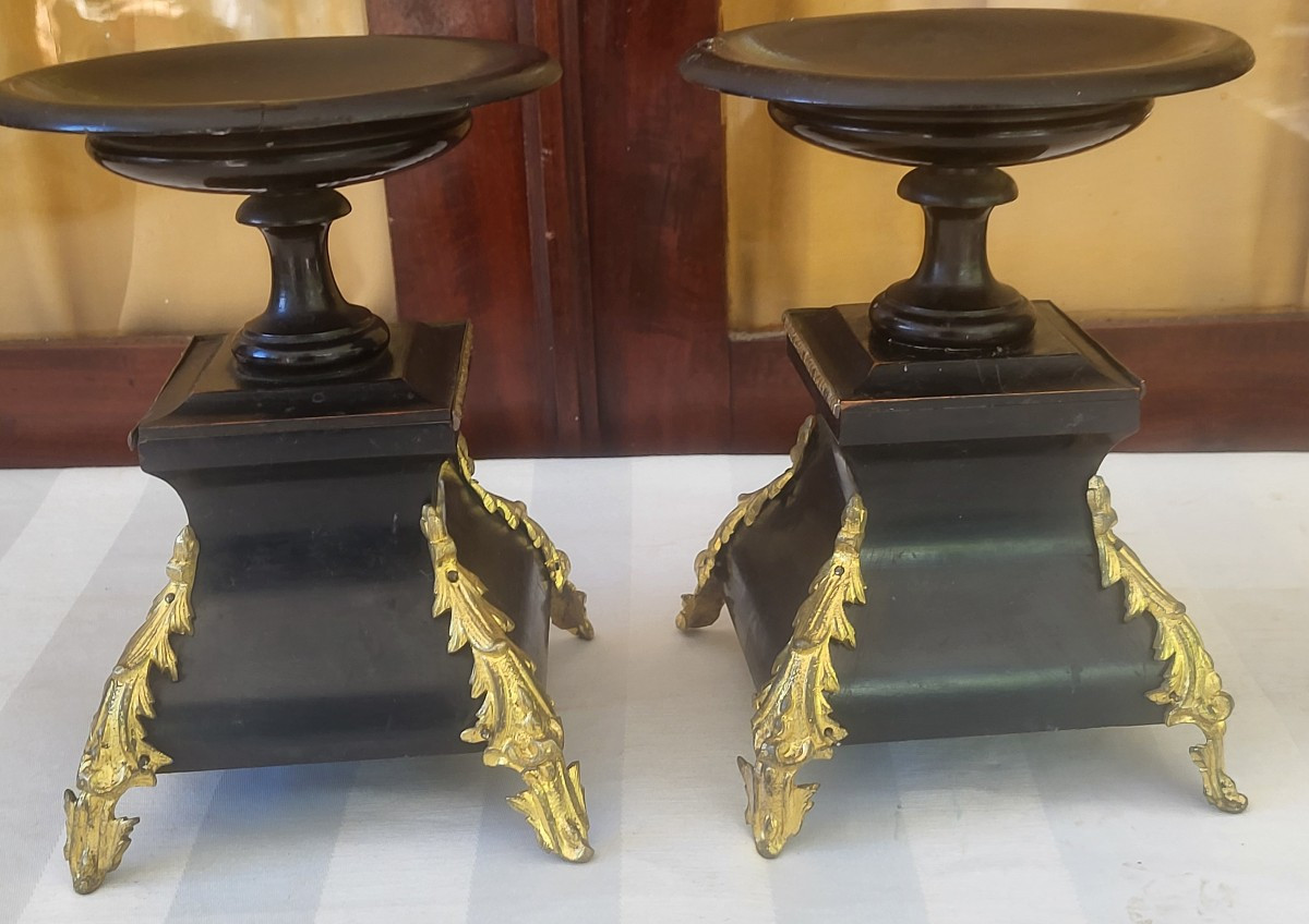 Paire de  cassolettes  Boulle époque Napoléon III XIXe -photo-2