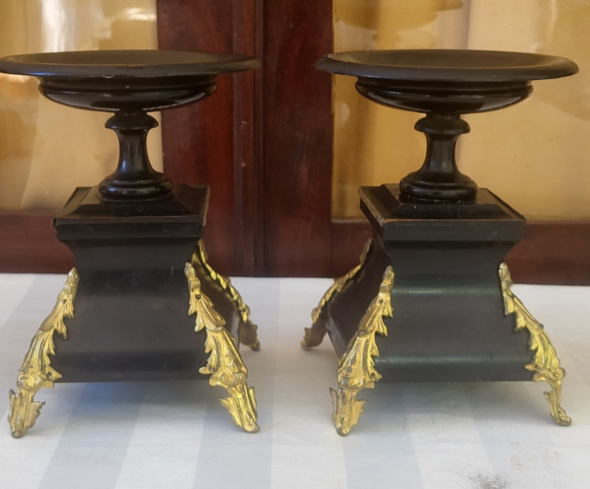 Paire de  cassolettes  Boulle époque Napoléon III XIXe -photo-3