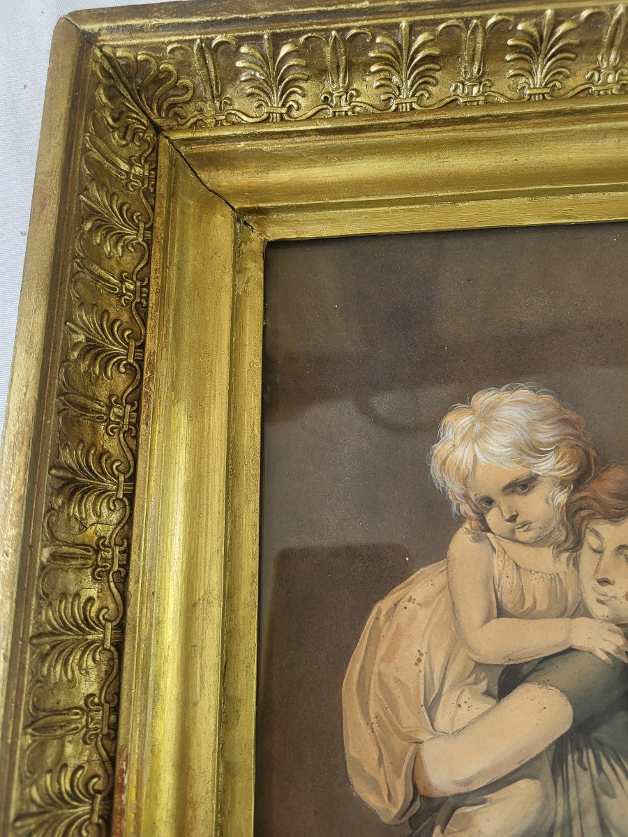 French School Early 19th Century Sv L.l.boily Les Deux Sœurs Gouache Frame Period-photo-4
