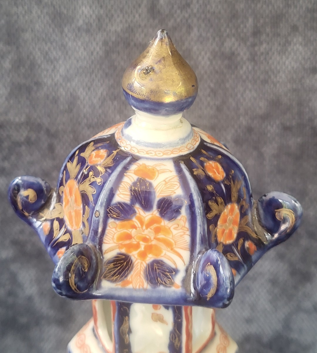 Paire de   lanternes bougeoirs Porcelaine Imari Japon XIXe  monture bronze -photo-7