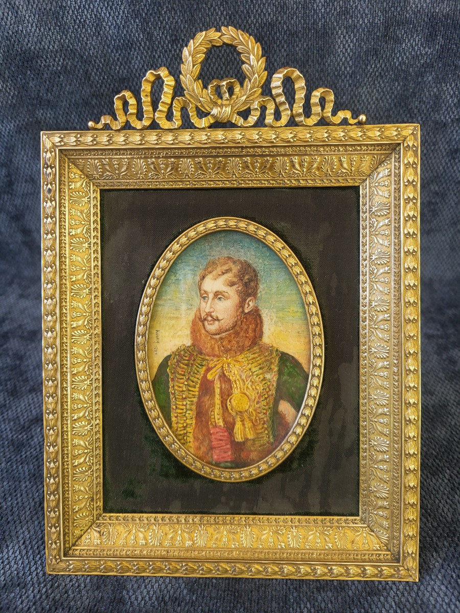 Portrait General Empire Miniature Signed Hubry Dated 180...