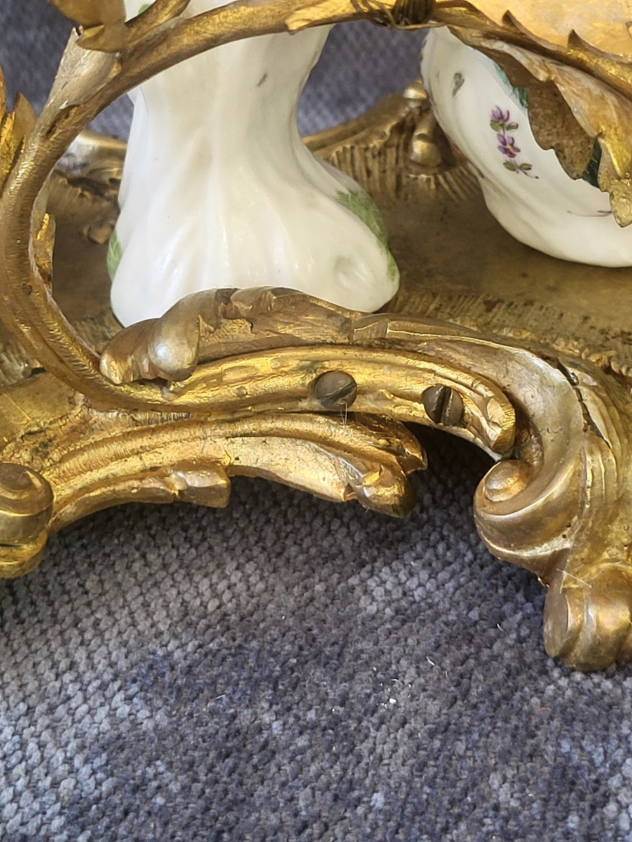 Encrier Meissen et bronze doré  époque  XIXe siècle -photo-3