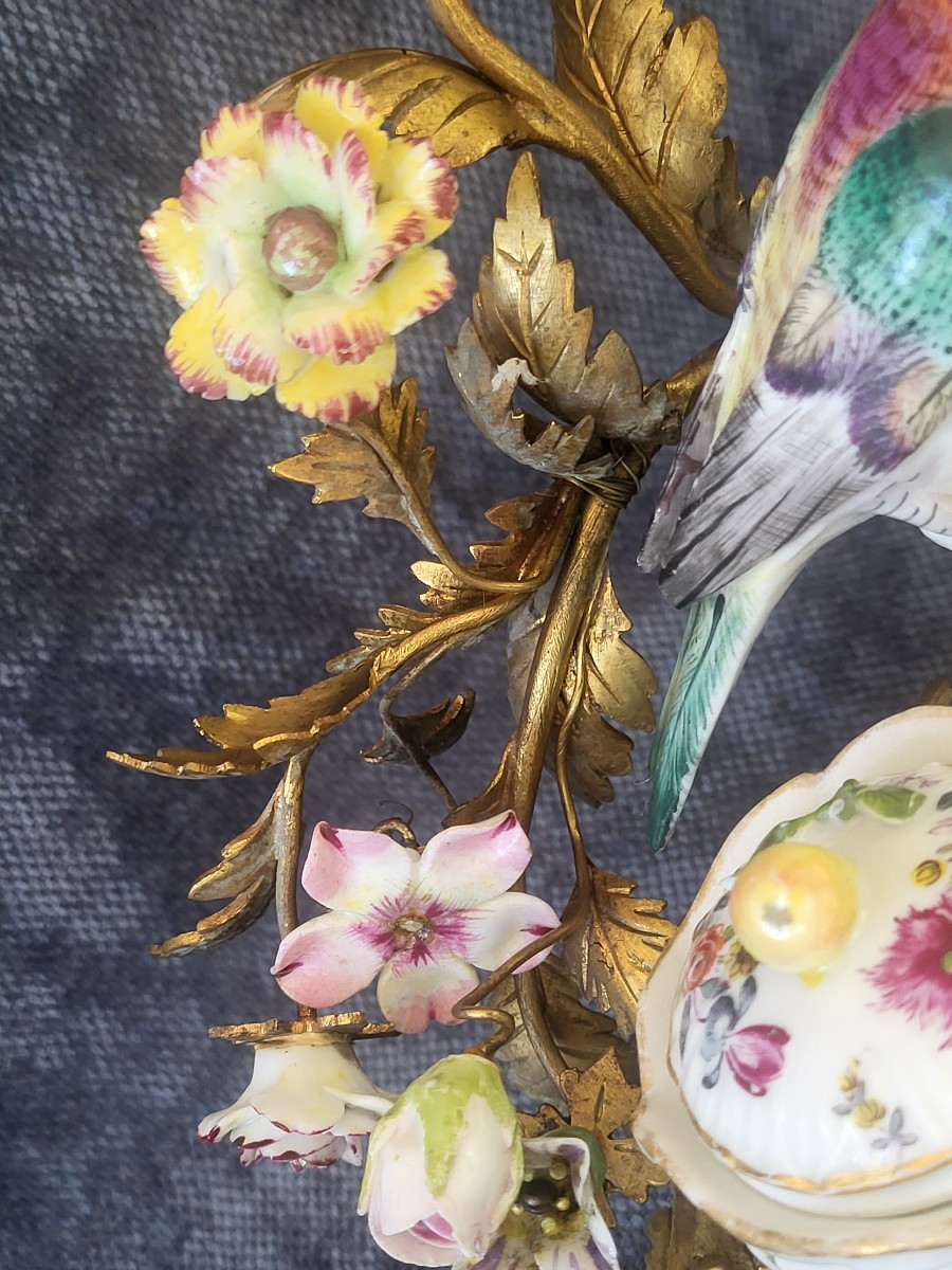 Encrier Meissen et bronze doré  époque  XIXe siècle -photo-7