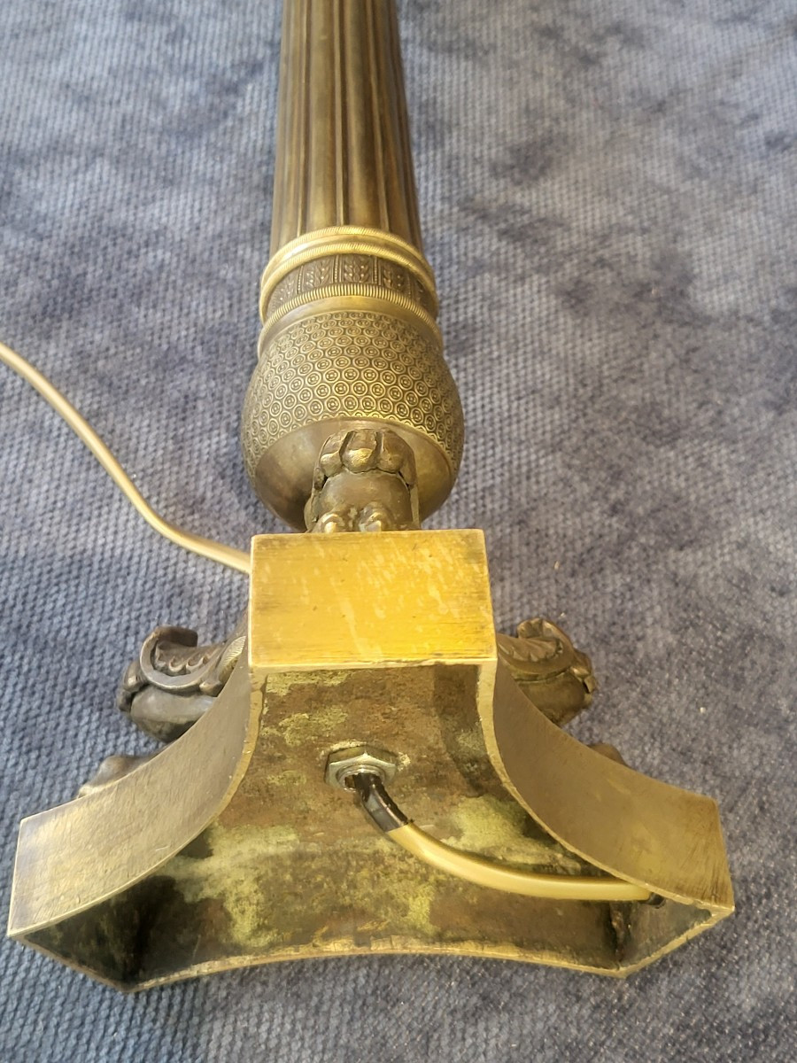 Pair Of Bronze Torch Lamps, Restoration Period, 19th Century-photo-2