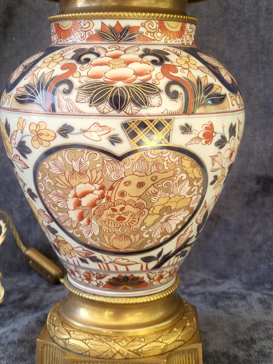 Lampe porcelaine Imari électrifiée, Japon XIXe -photo-3