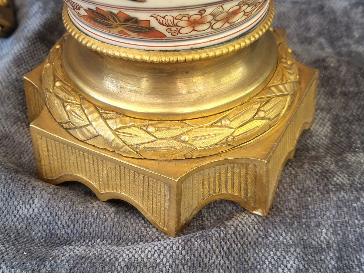 Lampe porcelaine Imari électrifiée, Japon XIXe -photo-3