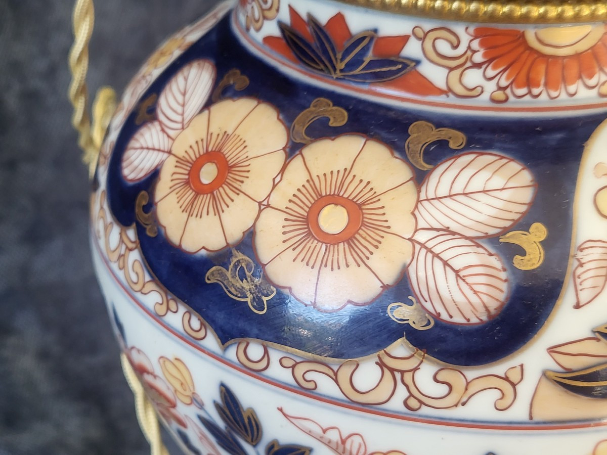 Lampe porcelaine Imari électrifiée, Japon XIXe -photo-4