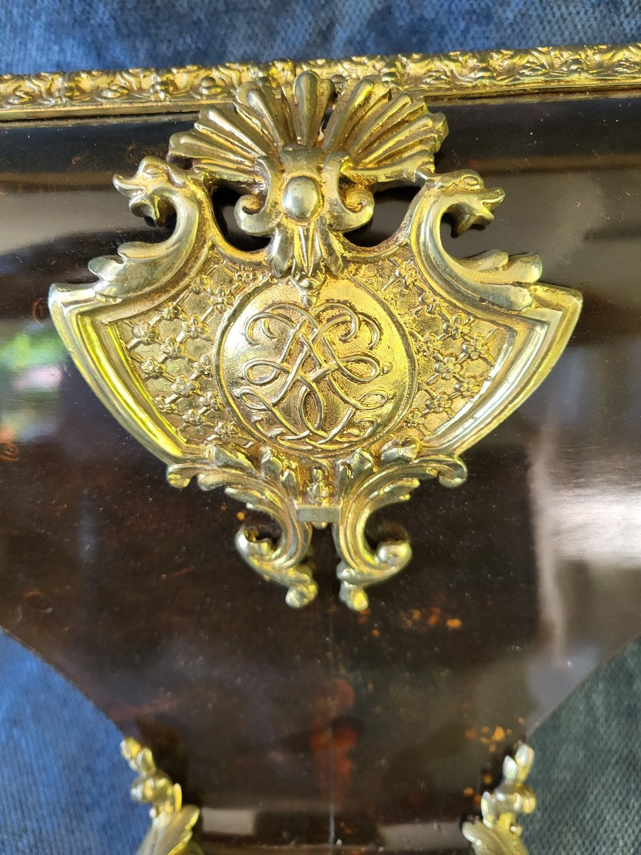 Large Cartel And Its Console In Tortoiseshell Marquetry Signed Clouzier In Paris Louisxiv Period-photo-5