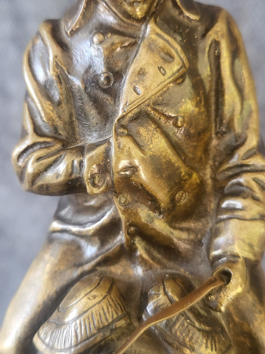 Bronze Sculpture With Gold Patina Napoleon I On Horseback 19th Century-photo-2