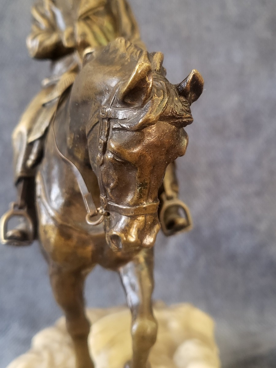 Bronze Sculpture With Gold Patina Napoleon I On Horseback 19th Century-photo-4