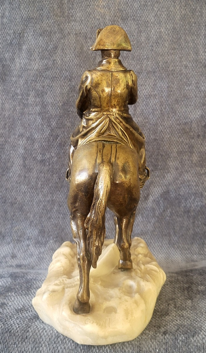 Bronze Sculpture With Gold Patina Napoleon I On Horseback 19th Century-photo-5