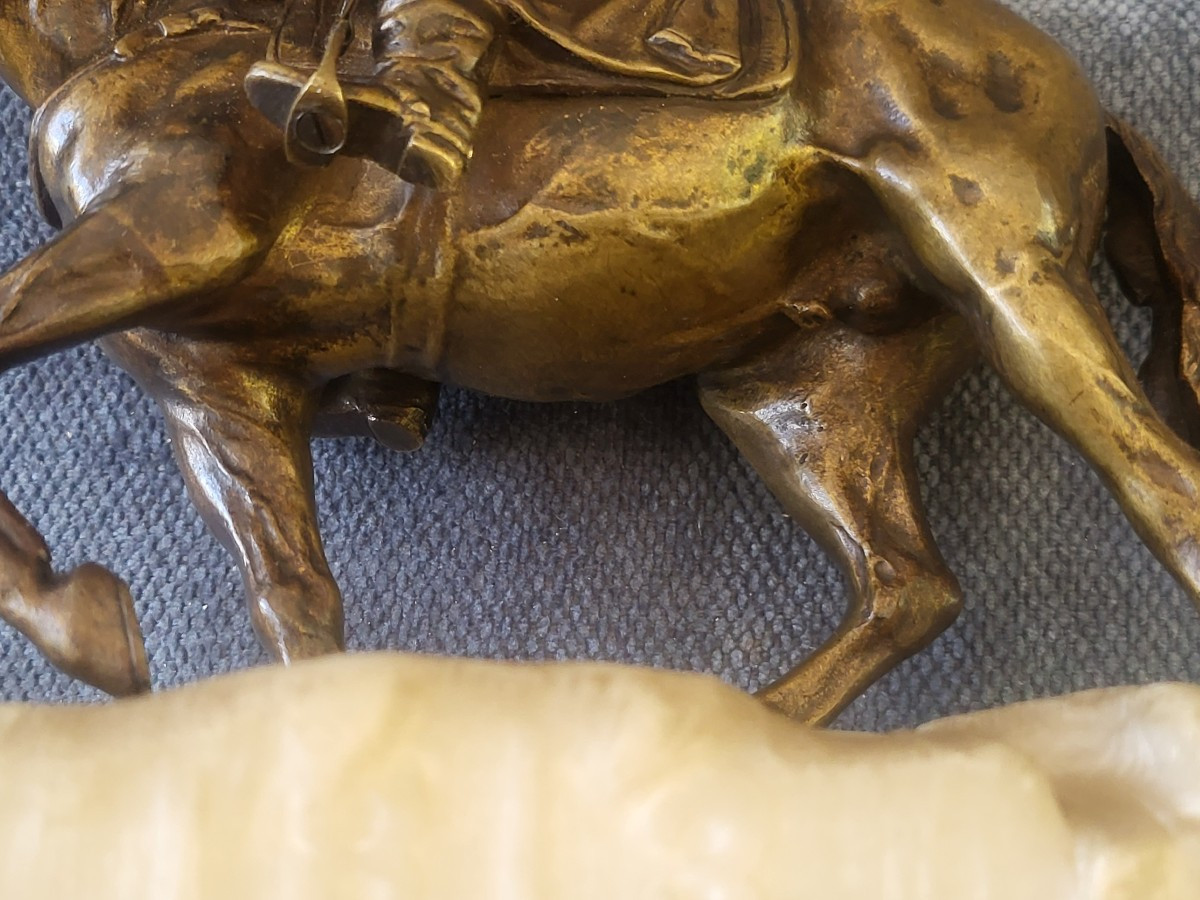 Bronze Sculpture With Gold Patina Napoleon I On Horseback 19th Century-photo-6