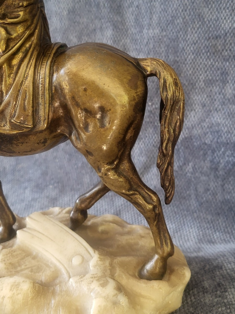 Bronze Sculpture With Gold Patina Napoleon I On Horseback 19th Century-photo-7