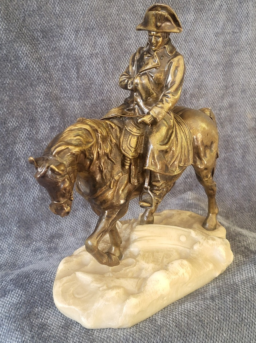 Bronze Sculpture With Gold Patina Napoleon I On Horseback 19th Century