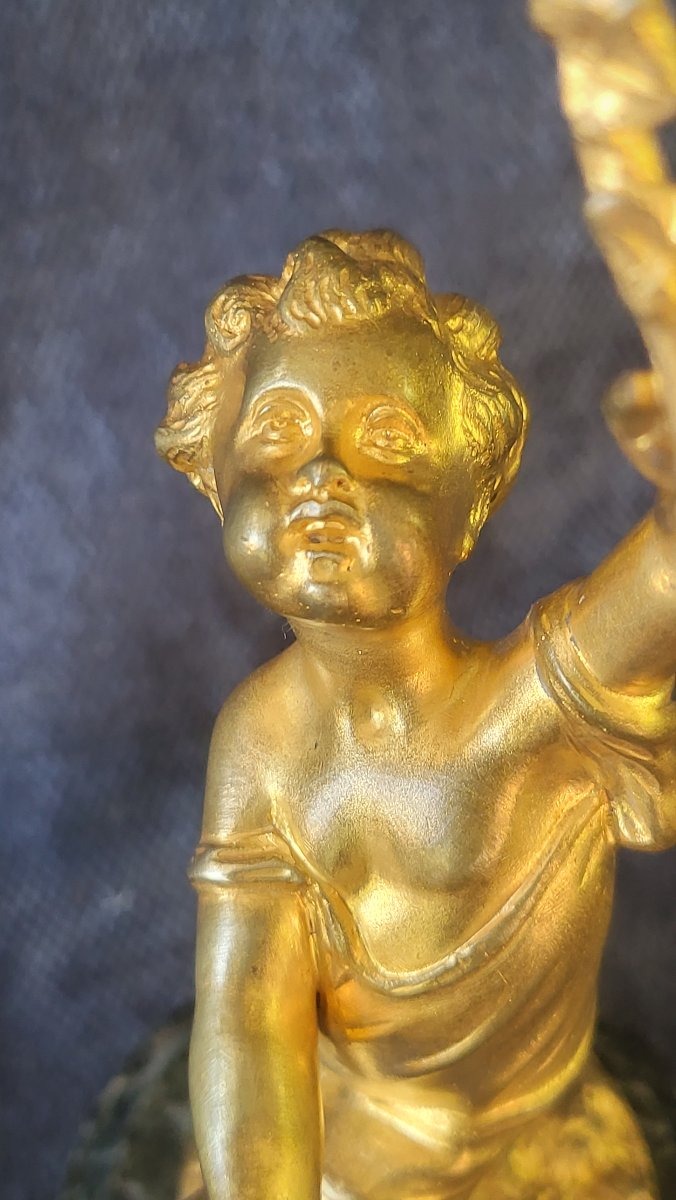 Paire de sculptures bronze doré  Putti dansant époque XIXe -photo-4