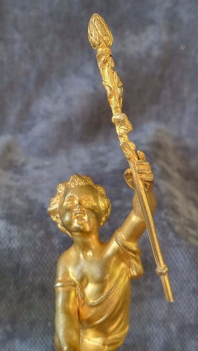 Paire de sculptures bronze doré  Putti dansant époque XIXe -photo-3