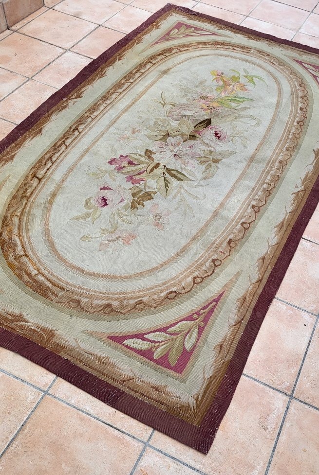 Petit tapis manufacture Aubusson  époque XIXe  228X125cm-photo-3