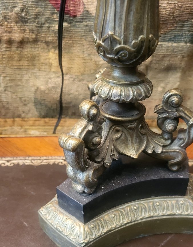 Paire de grands candélabres  Restauration ,électrifiée,  Ht 75cm XIXe -photo-3