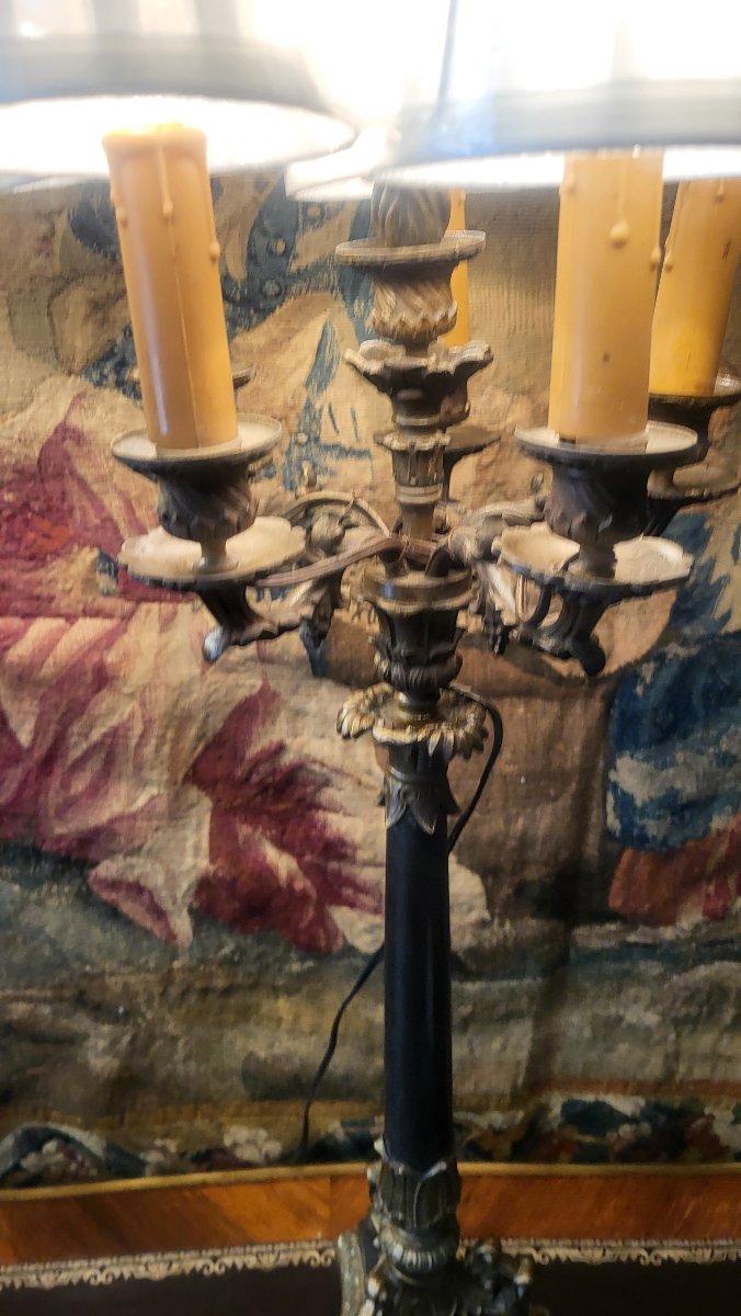 Paire de grands candélabres  Restauration ,électrifiée,  Ht 75cm XIXe -photo-1