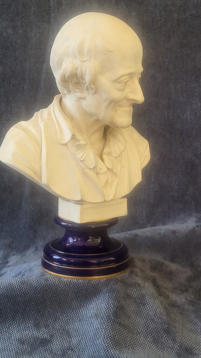 Buste Manufacture Nationale Sèvres 1881 Voltaire H 31cm-photo-2