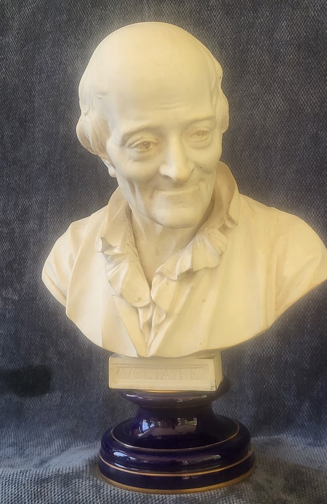 Buste Manufacture Nationale Sèvres 1881 Voltaire H 31cm