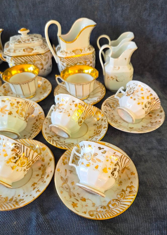Service  à thé  porcelaine   dorée  époque Louis Philippe  XIXe -photo-3