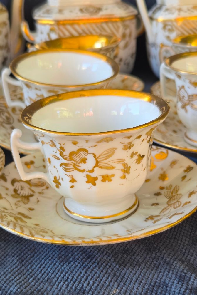 Service  à thé  porcelaine   dorée  époque Louis Philippe  XIXe -photo-4