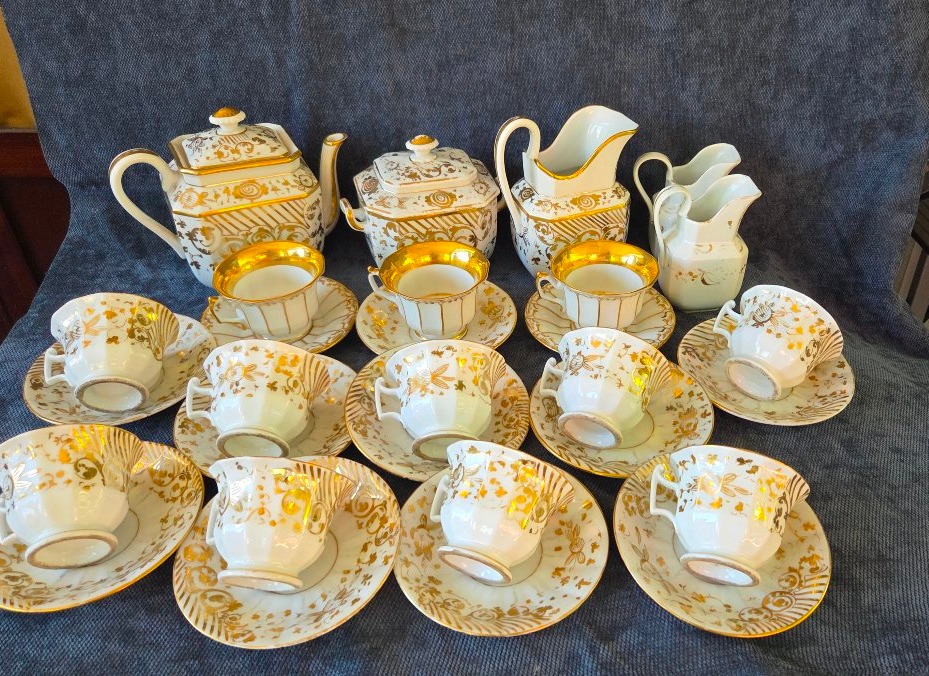 Service  à thé  porcelaine   dorée  époque Louis Philippe  XIXe -photo-6