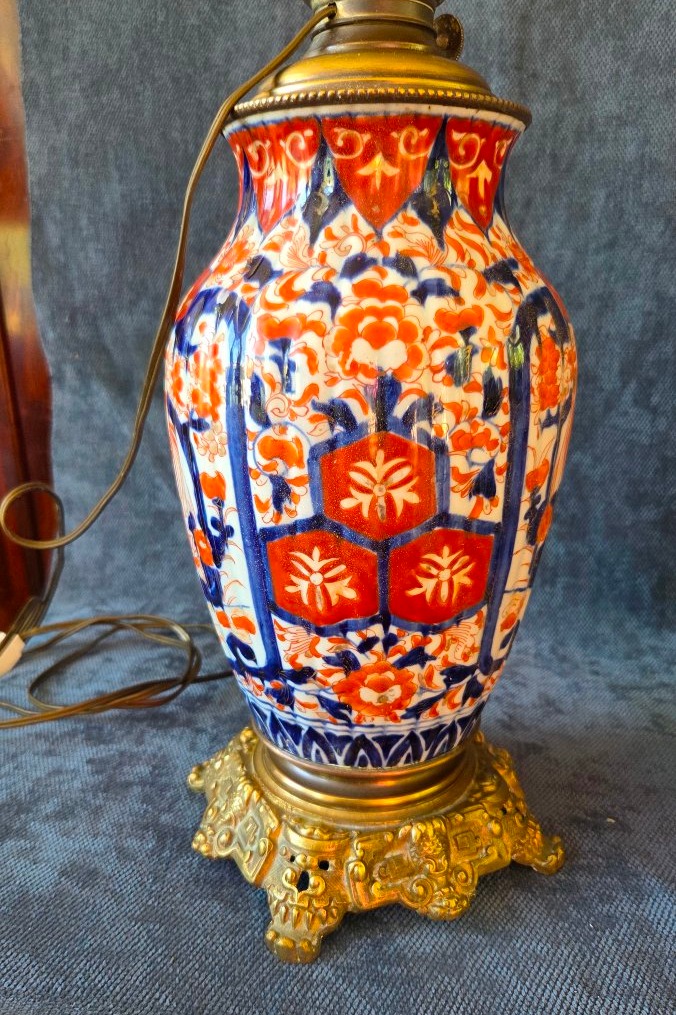 Paire de lampes porcelaine  Imari  (elect) Japon XIXe -photo-4