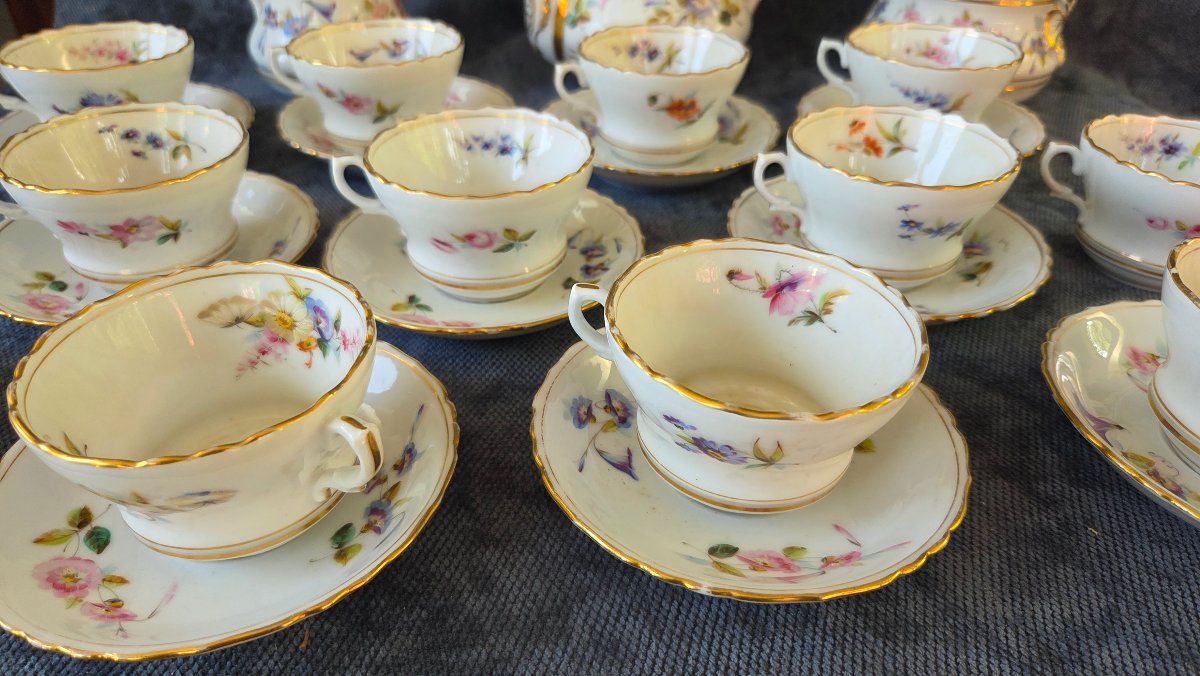 Service   à thé  porcelaine  Paris époque  Napoléon III  XIXe -photo-2