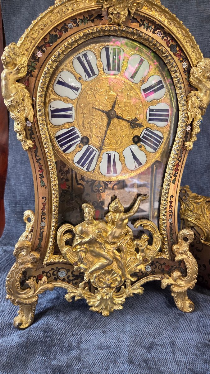 Cartel d' applique  marqueterie Boulle signé  De Lorme à Paris  époque  Régence -photo-4
