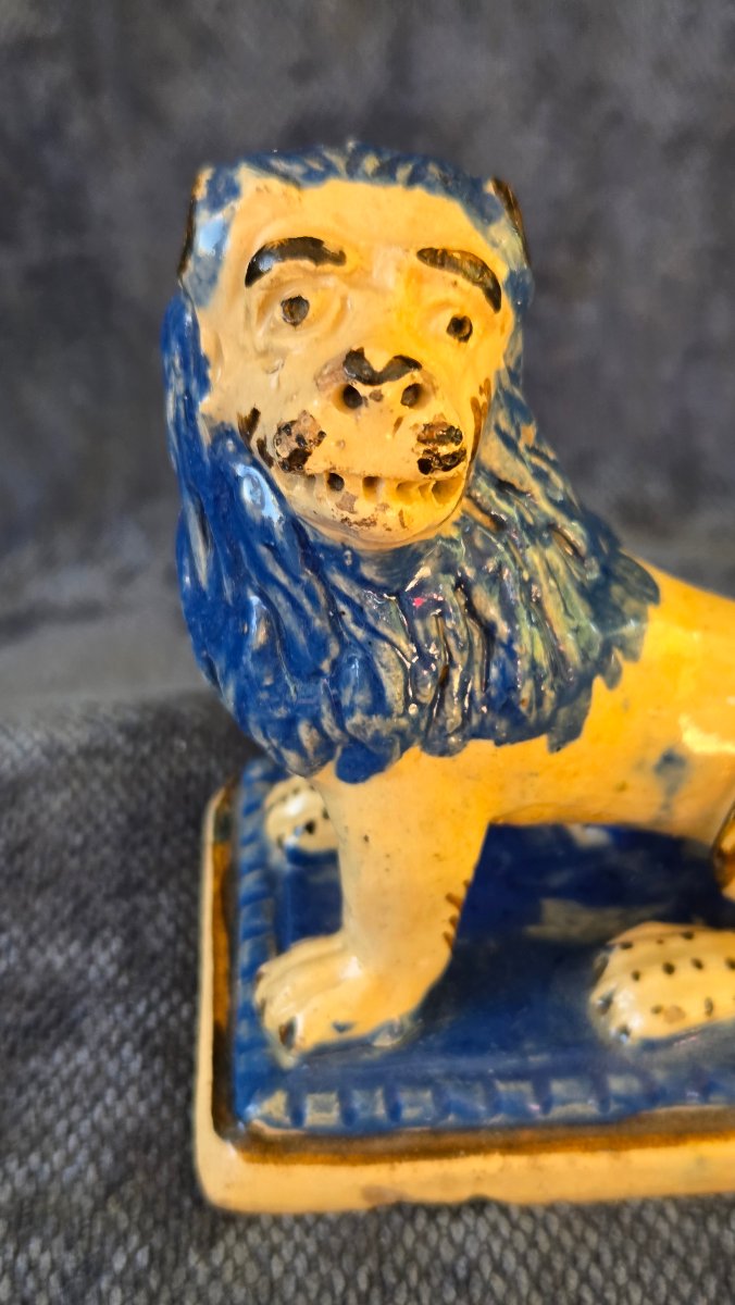 Lion faïence  de Rouen époque XVIIIe -photo-2