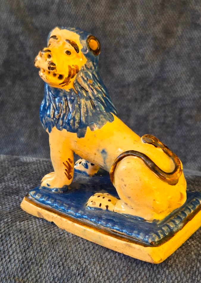 Lion faïence  de Rouen époque XVIIIe -photo-3