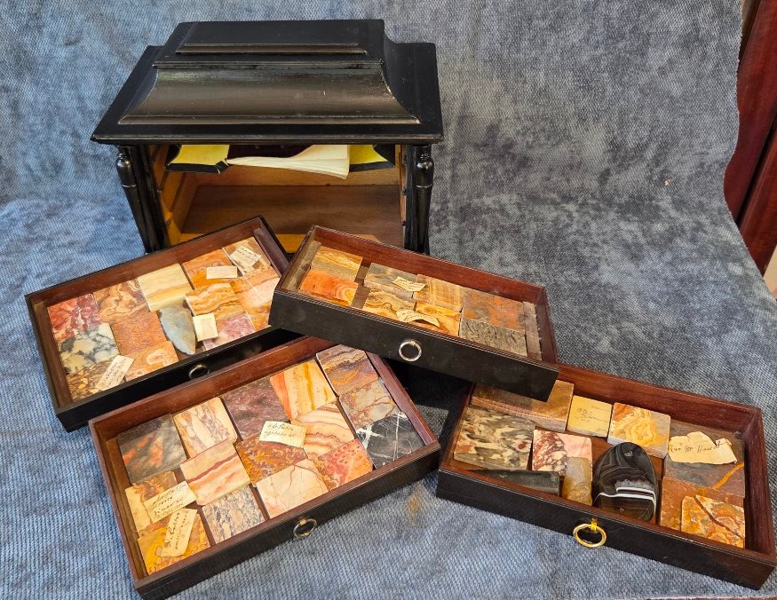 Coffret cabinet échantillons de marbres Rome début XIXe -photo-2