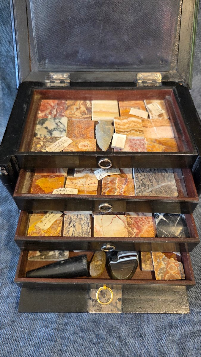 Coffret cabinet échantillons de marbres Rome début XIXe -photo-1