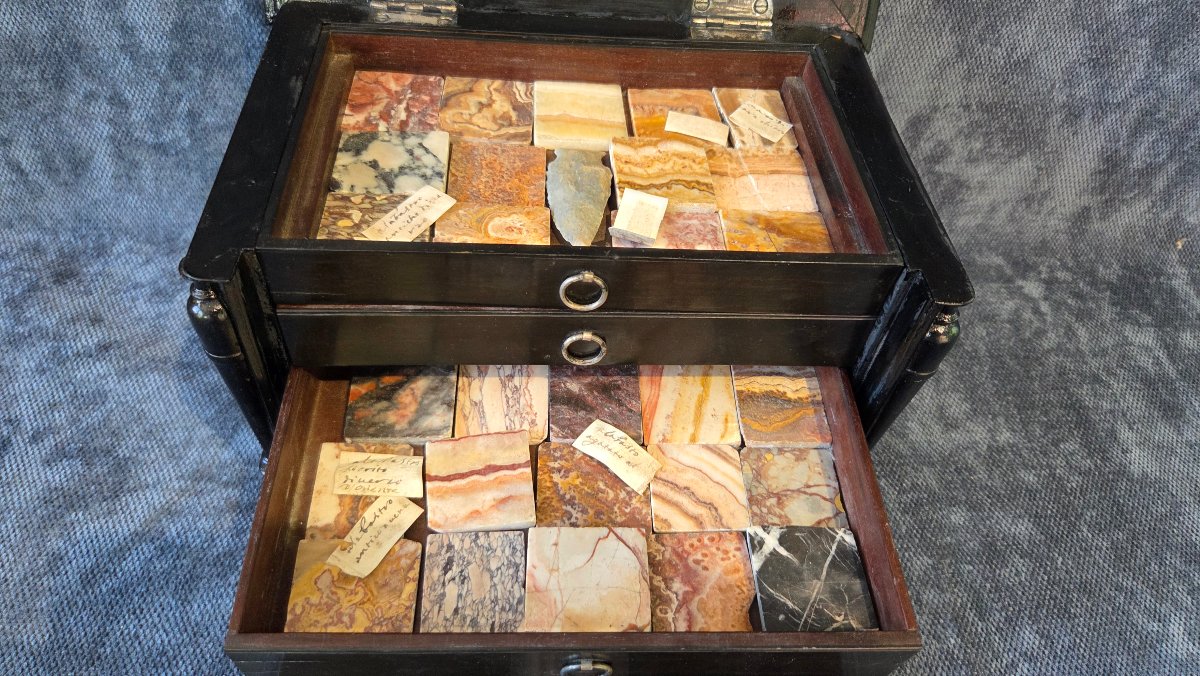 Coffret cabinet échantillons de marbres Rome début XIXe -photo-5