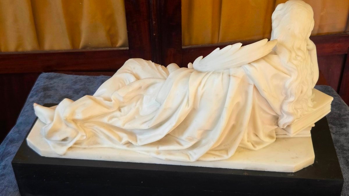 Sculpture  marbre allégorie, école française  époque XIXe -photo-2