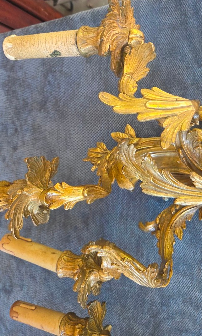 Pair Of Large Wall Sconces, Louis XV-style Bronze, 19th Century -photo-7