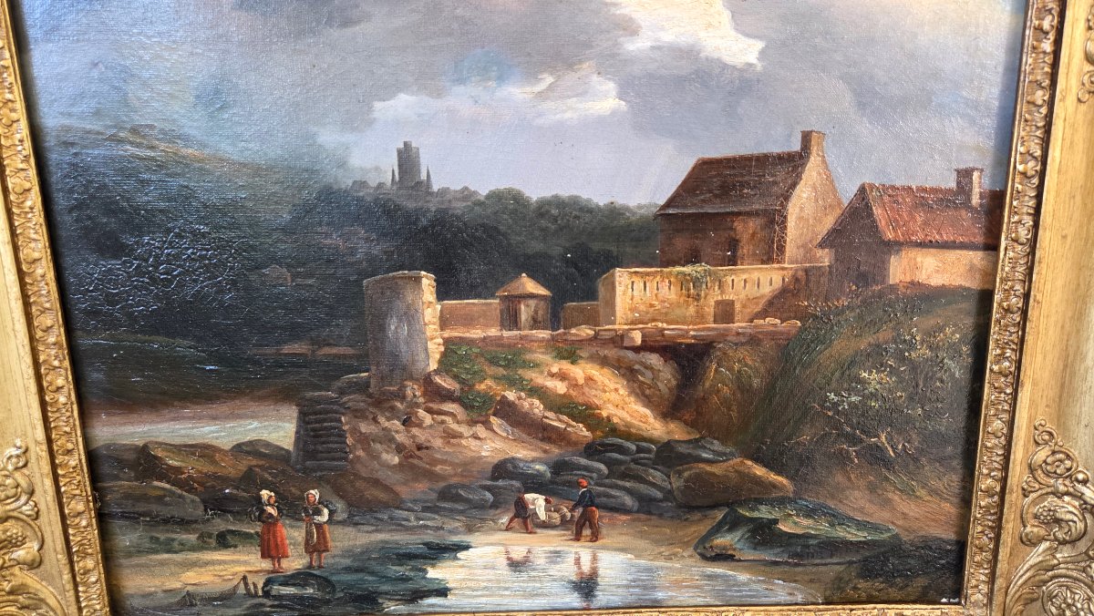 Landscape Of The Cotentin, Oil On Canvas, Early 19th Century, Framed-photo-1