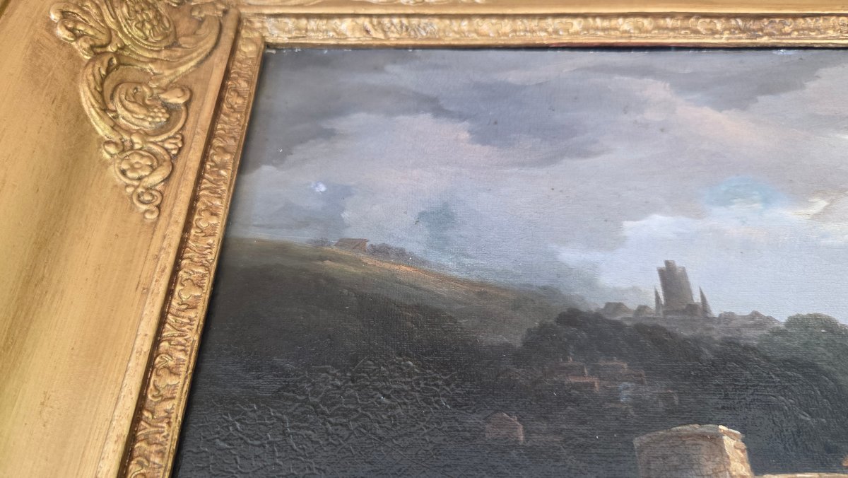 Landscape Of The Cotentin, Oil On Canvas, Early 19th Century, Framed-photo-3