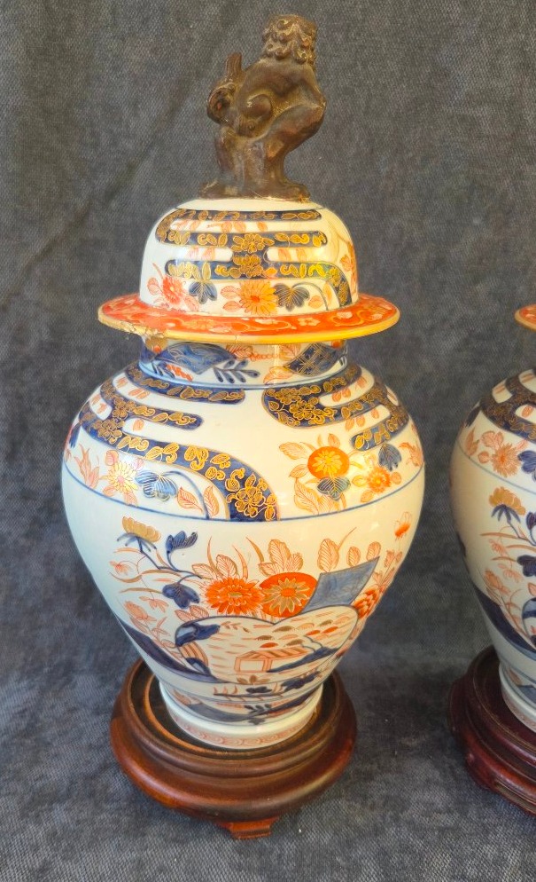 Paire de grandes potiche  porcelaine Imari Japon époque  Édo XIXe -photo-6