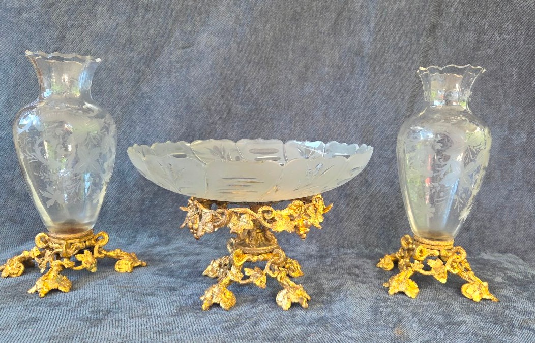 Baccarat Crystal And Gilded Bronze Inlay From The Napoleon III Era 