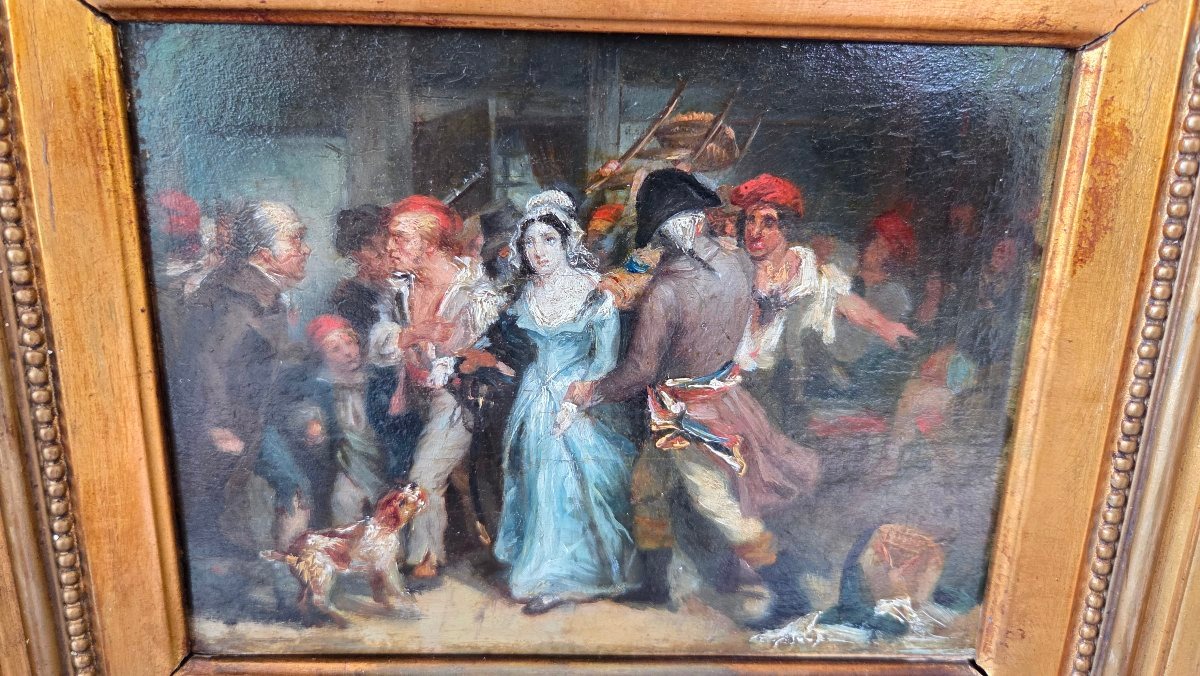 Oil On Wood: "the Arrest Of Charlotte Corday" By Ary Scheffer, In A Frame-photo-2