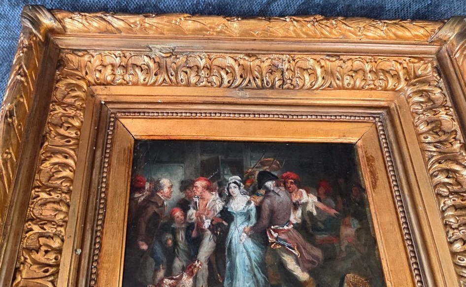 Oil On Wood: "the Arrest Of Charlotte Corday" By Ary Scheffer, In A Frame-photo-4