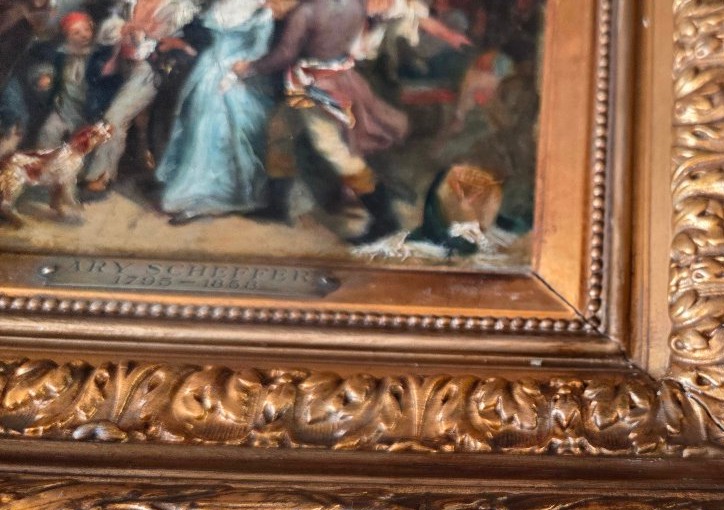 Oil On Wood: "the Arrest Of Charlotte Corday" By Ary Scheffer, In A Frame-photo-5