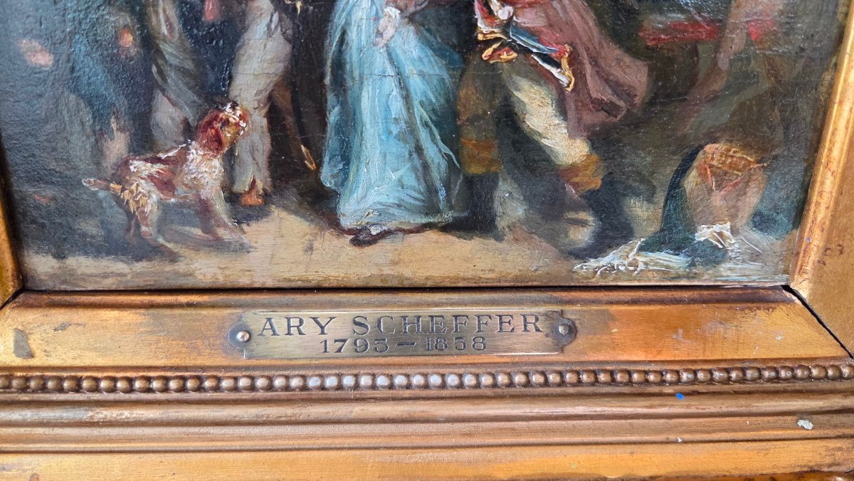 Oil On Wood: "the Arrest Of Charlotte Corday" By Ary Scheffer, In A Frame-photo-7