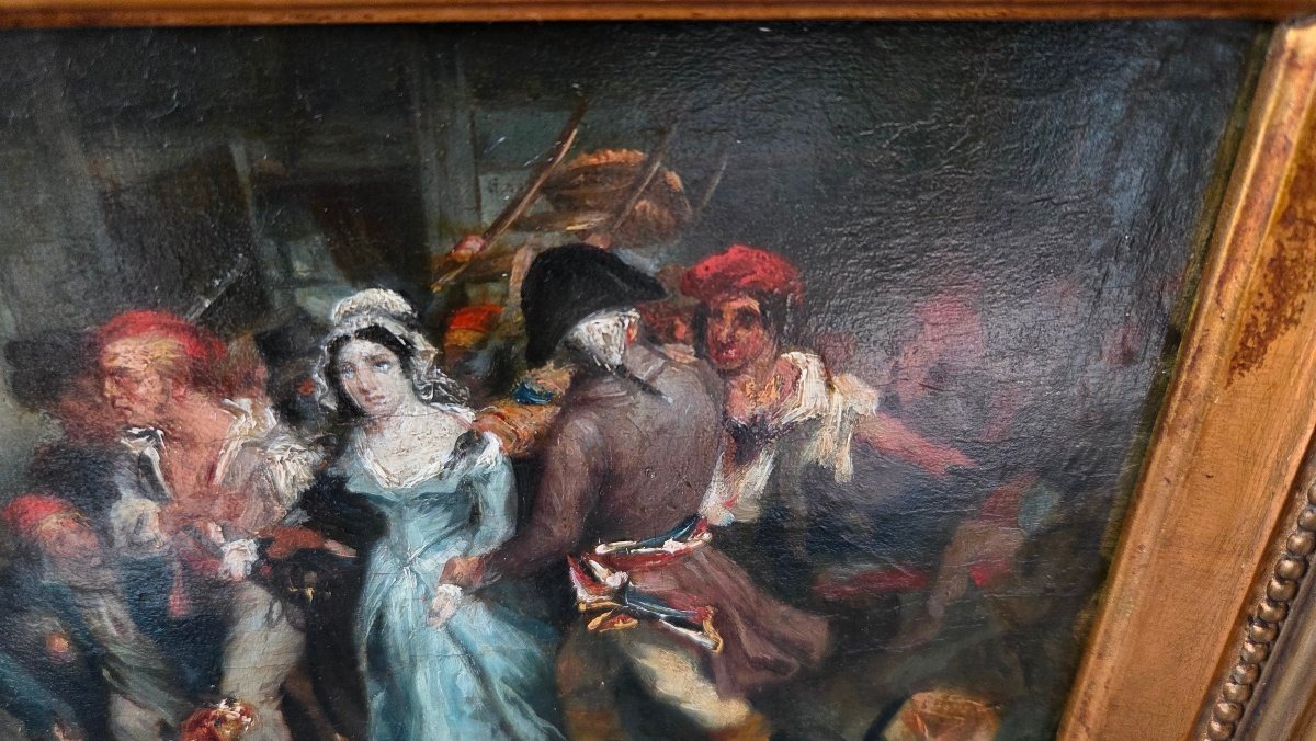 Oil On Wood: "the Arrest Of Charlotte Corday" By Ary Scheffer, In A Frame-photo-8