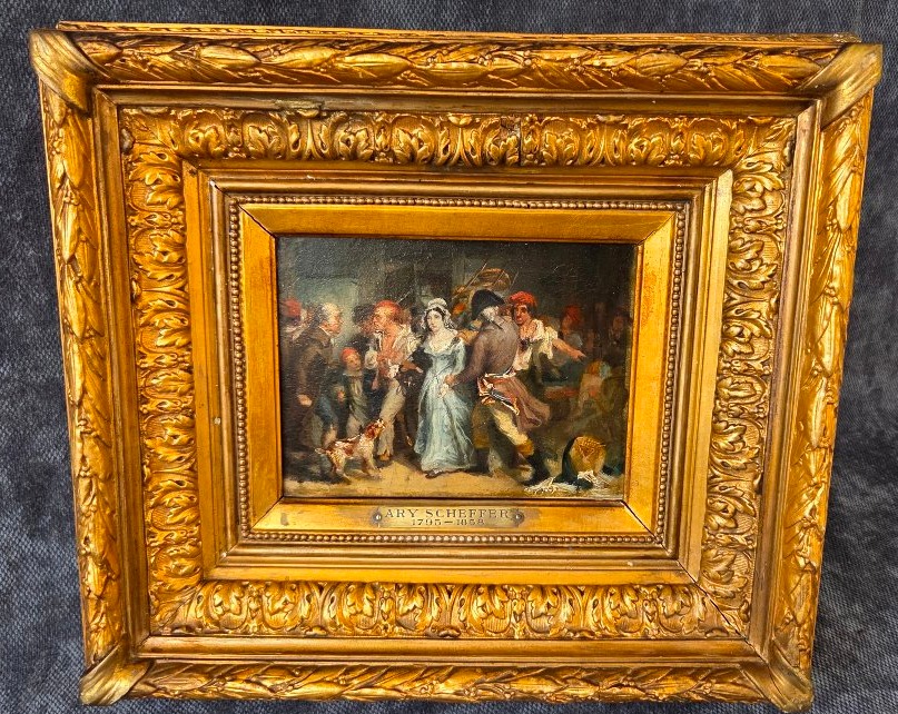 Oil On Wood: "the Arrest Of Charlotte Corday" By Ary Scheffer, In A Frame