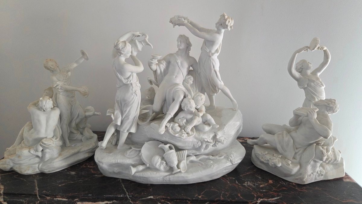 A 3-piece Bacchus Set, "biscuit" Glaze, Sèvres, 19th Century -photo-2