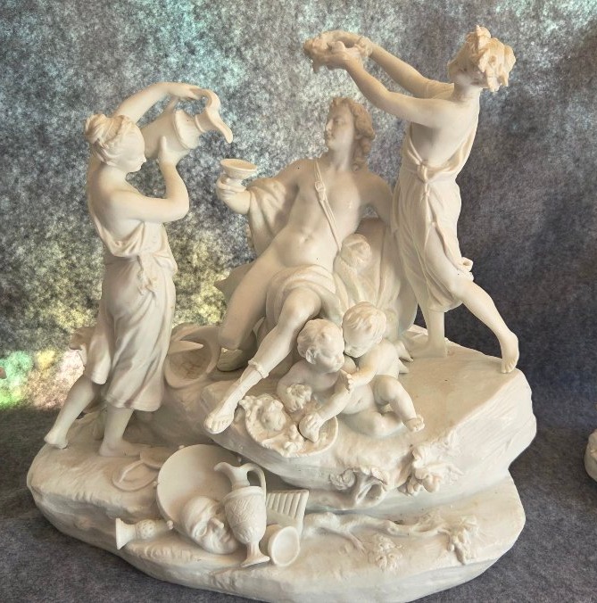A 3-piece Bacchus Set, "biscuit" Glaze, Sèvres, 19th Century -photo-1